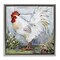 Stupell Industries White Rooster in Flower Garden Floating Frame By Susan Winget